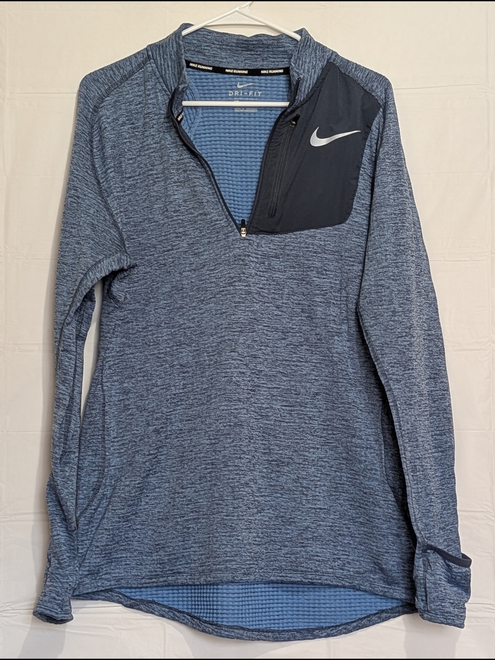 Nike Dri-FIT Quarter Zip Pullover Women’s Large Blue Running Athletic Top